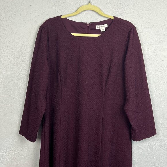 NWT Coldwater Creek Women's Blackberry Color Textured 3/4 Sleeve Dress Size 18 - Picture 3 of 7